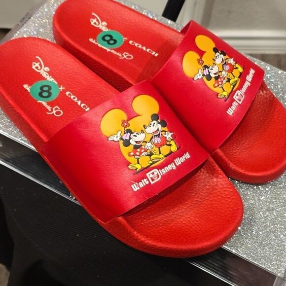 Coach X Disney Sport Slides w/Mickey Mouse & Minnie Mouse Motif - Picture 7 of 10